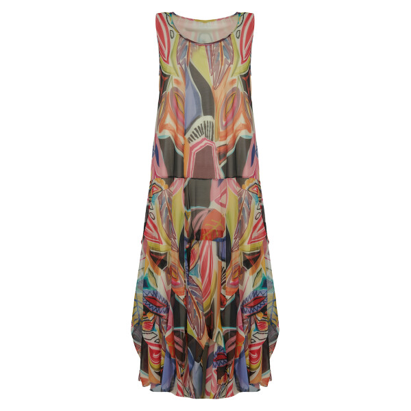 Kozan Martha Mesh Dress in Leaf sleeveless front view