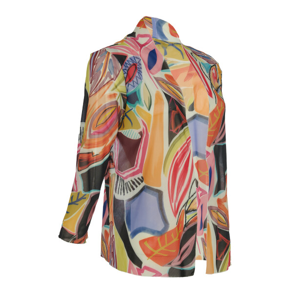 Kozan SH-2825 short mesh cardigan abstract leaf design