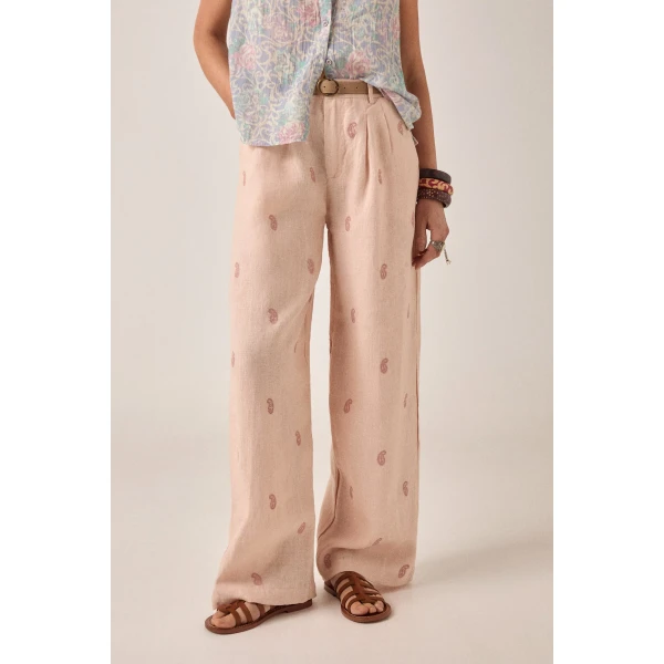 Maison Hotel Otto pant antique blush wide leg trousers front view