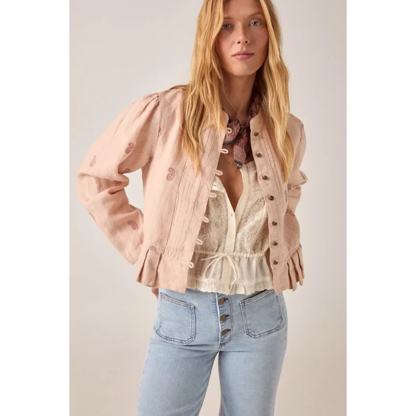 Lightweight blush jacket boho tailored summer layering piece