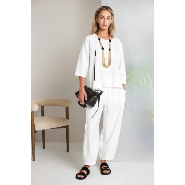 Naya soft pull up trouser white NAS26153 front view