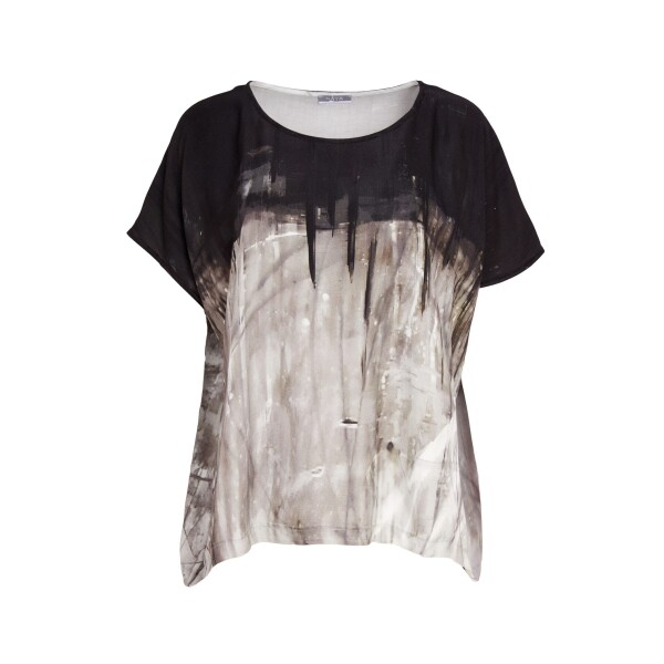 Naya border print round neck top NAS26305 front view