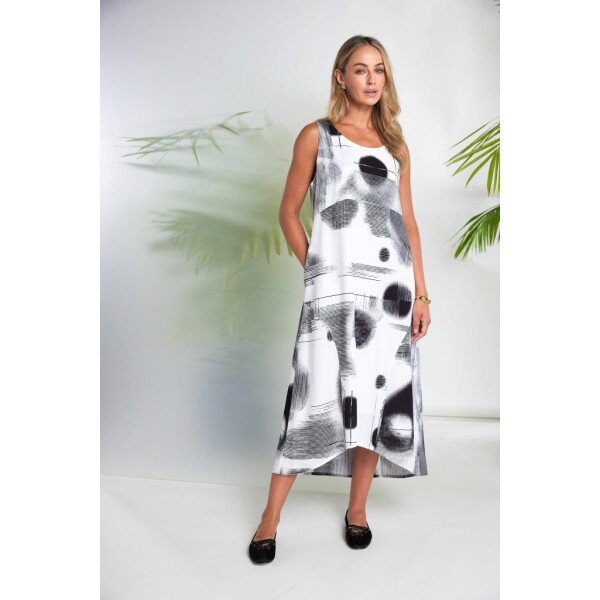 Naya blurred faded spot print sleeveless dress NAS26312 front view