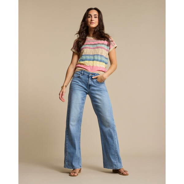 Red Button Claudette light blue wide leg jeans front view