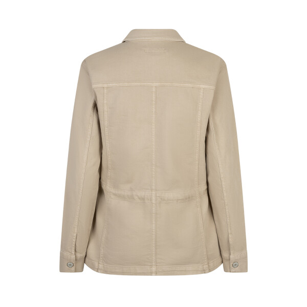 Women’s neutral spring jacket with button front and utility pockets