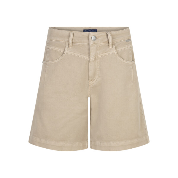 Red Button Kate Shorts in Pebble beige front view with high-rise waist
