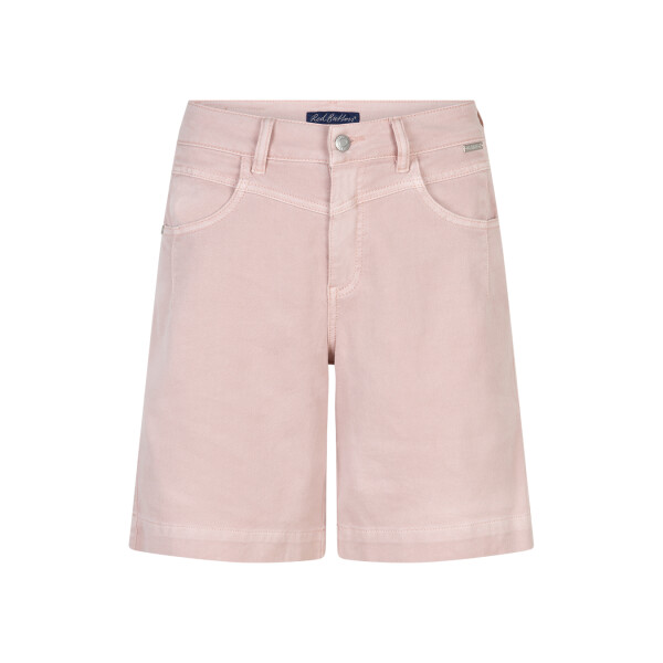 Red Button Kate Shorts in Blossom pink front view with high-rise waist