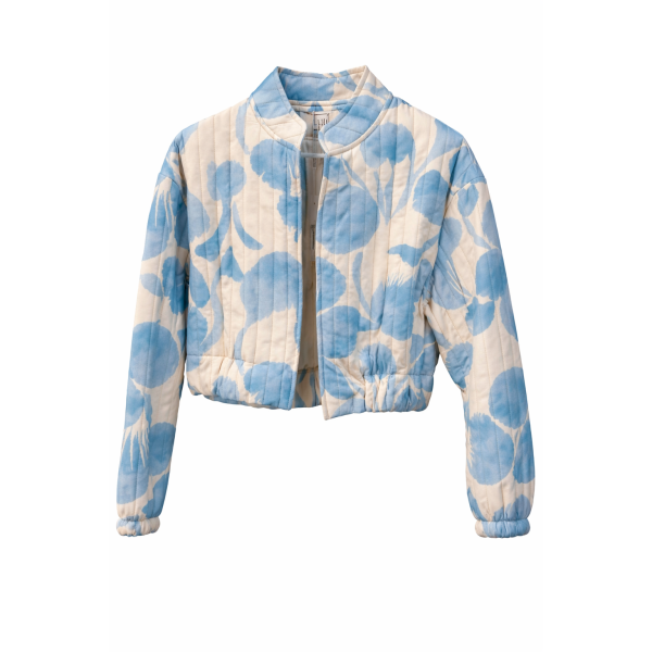 Padded Cropped Botanical Print Jacket
