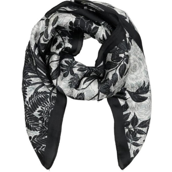 Black and white silk mix square scarf 70x70cm