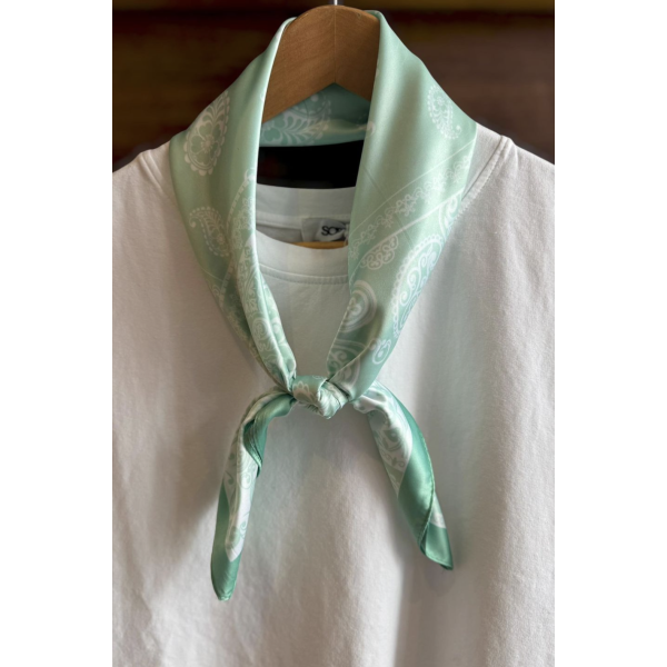 Paisley square neck scarf patchwork print