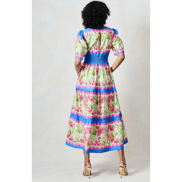 Hope and Ivy Jo dress full skirt cotton midi dress back view