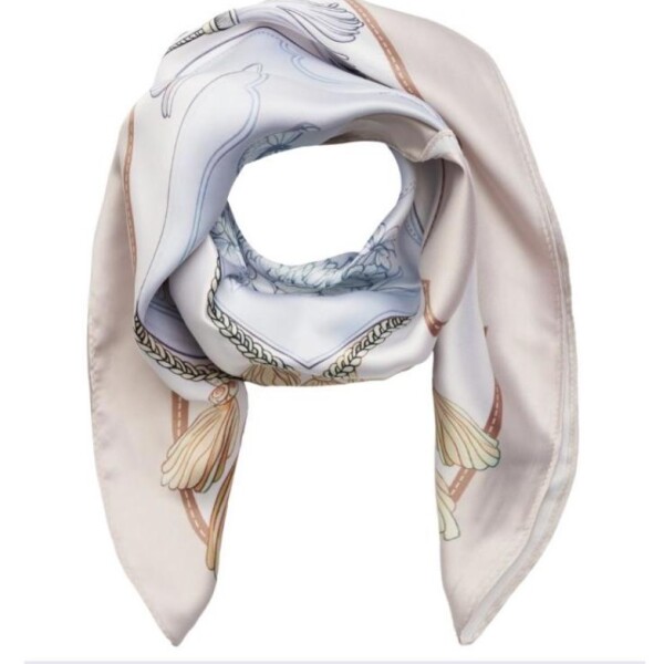 Neutral square scarf with tassel print