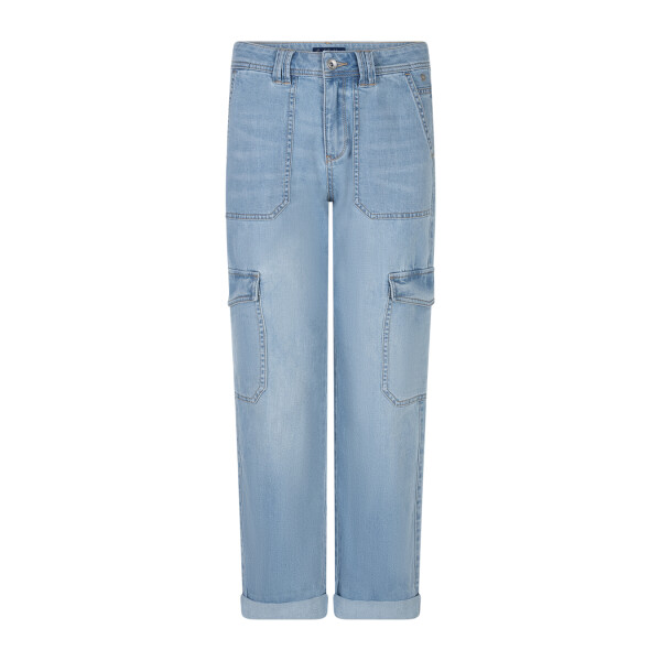 Red Button Caitlina Cargo Denim Jeans front view with high-rise waist and patch pockets